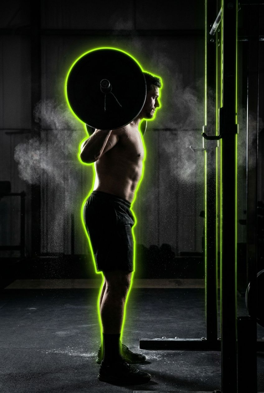 Athlete performing a barbell back squat
